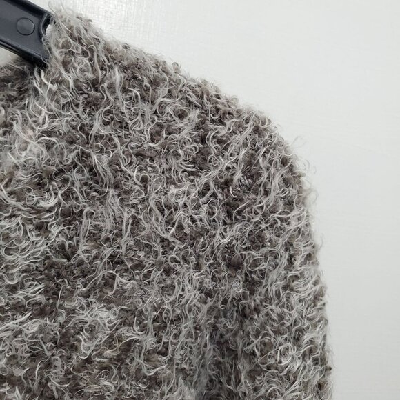 Spanner Women's‎ Vintage Grey White Fluffy Faux Fur Split Front Roll Cardigan S - Picture 2 of 8